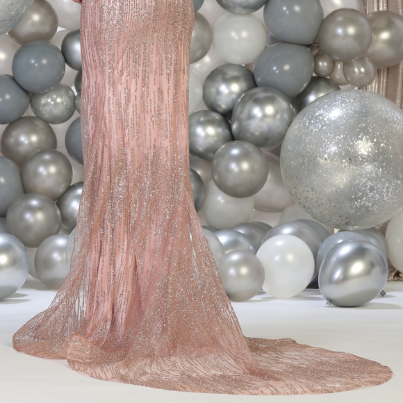 Rose-Gold Evening Pageant Prom Red Carpet Dress - Picture 4 of 6